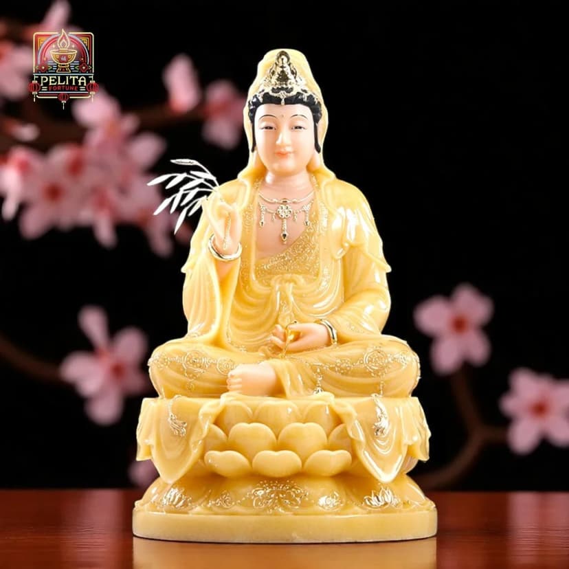 Patung Dewi Kwan Im / Guan Yin 12 Inch 4.2 kg – Simbol Belas Kasih & Perlindungan – Pelita Fortune 1