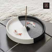 Tempat Bakar Dupa Stick Aromaterapi Keramik 2 Ikan Koi Free Box