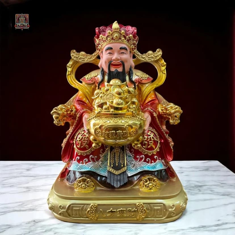 Patung Dewa Rejeki Cai Shen Ye 12 Inch Merah 1